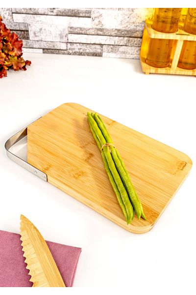 Bambum Zoe Cutting Board with Steel Handle - Rectangular Structure