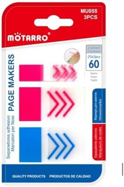 MOTARRO Page Markers Sticky Tabs – (20X5PCS) Colored Index Tabs, Writable For Books