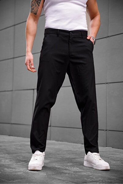 MAXIMILLIAN Ανδρικό υφασμάτινο παντελόνι Slim Fit ΜΑΥΡΟ