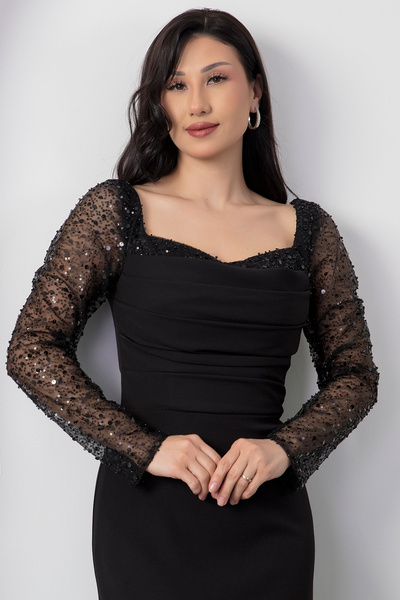 PULLIMM Сукня з квадратним коміром і довгими рукавами ECR5563