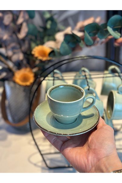 Kütahya Porselen Lima 2-Person Cup Set Green