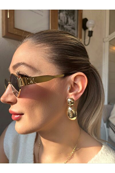 Sallantılı Gold Sarı Küpe