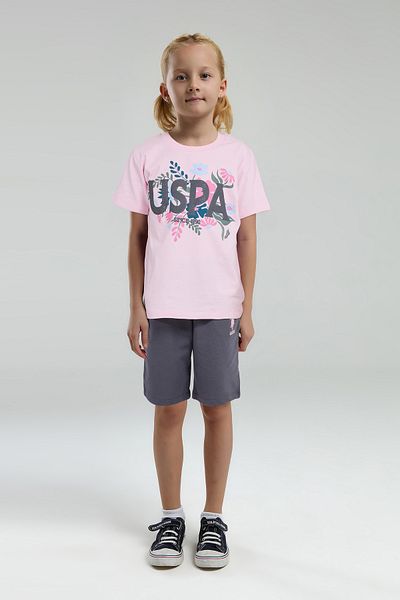 U.S. Polo Assn. Girl's Dusty Pink Shorts Pajama Set 50312592 -Vr050