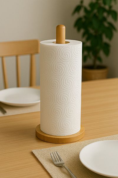 MİS KİTCHEN Bamboo Napkin Holder - Paper Napkin Holder Countertop Towel Holder Paper Towel Stand Tableware Kitchen Organizer