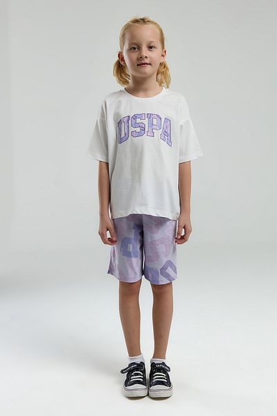 U.S. Polo Assn. Girl's Lilac Shorts Pajama Set 50312553 -Vr013