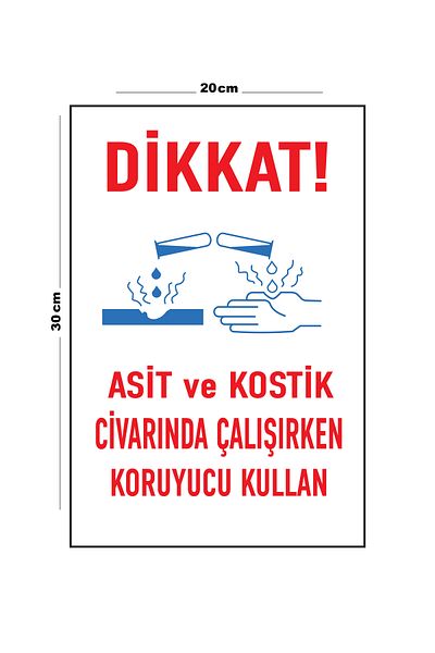 Lucena Metal Caution Use Protective While Working Around Acid and Caustic 20cm X 30cm A4 Size Warning