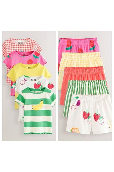 Next Baby Fruit Motif Turquoise Yogurt Listel Burrope Monkey Dress 5-Piece Set