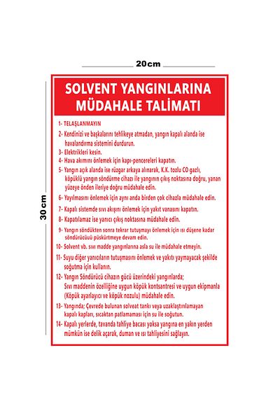 Lucena Metal Solvent Fires Response Instruction 20cm X 30cm A4 Size Warning Sign Directional