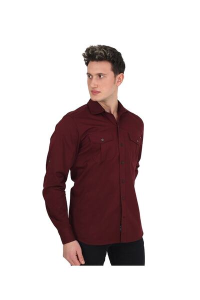 Banadamoda Πουκάμισο Claret Red Regular Fit Gabardine