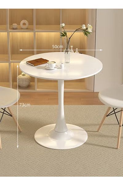 Taimi طاولة طعام أنيقة مثالية لغرفة الطعام المنزلية، ذات سطح دائري باللون الأبيض 50x50x73 سم