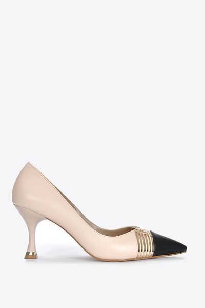 Vizon Ayakkabı Beige Classic Heeled Women's Shoes Vzn25Y-003