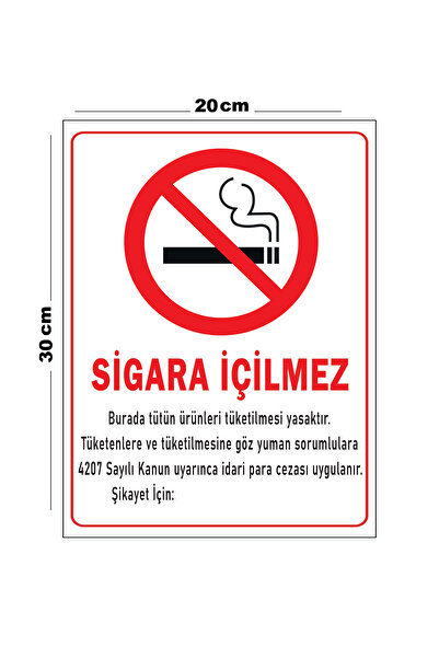 Lucena Metal Sigara İçilmez 20cm x 30cm A4 Büyüklüğünde Uyarı Levhası Yönlend...