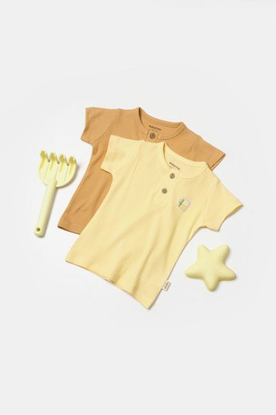 BabyCosy Organic Wear Set 2 tricouri Bamboo, galben, BabyCosy, 50% bumbac+50%bambus