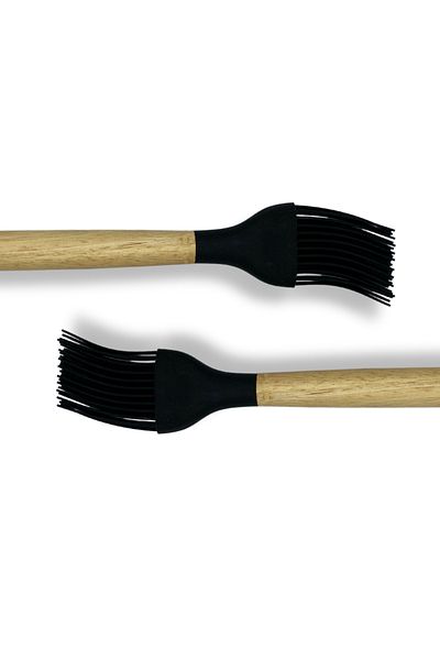 rubihome Black Hard Silicone Heat Resistant Egg Brush with Bamboo Handle - 1 Piece