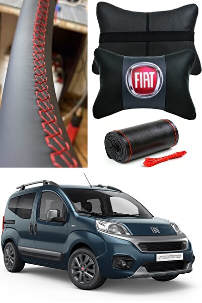 AYAZGRUP Fiat Fiorino Pernă ortopedică de lux pentru gât auto + husă pentru volan, set de 2 din piele