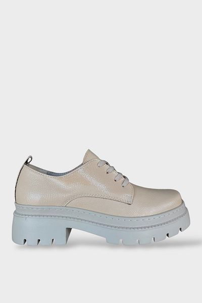 Liger Pantofi Oxford pentru damă cu șireturi cu talpă înaltă NUDE