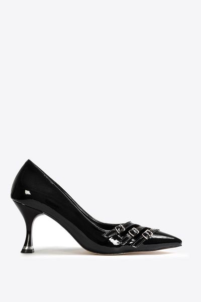 Vizon Ayakkabı Women's Black Patent Leather Classic Heeled Shoes Vzn25Y-024