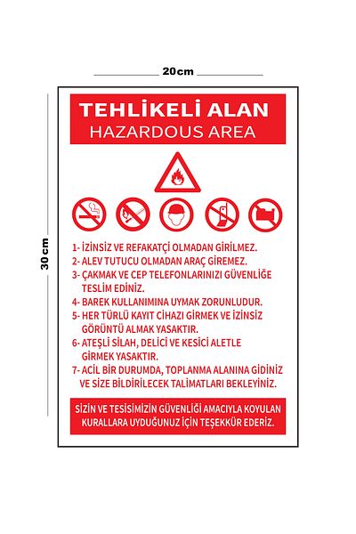 Lucena Metal Hazard Area 20cm X 30cm A4 Size Warning Sign Diversion Sign