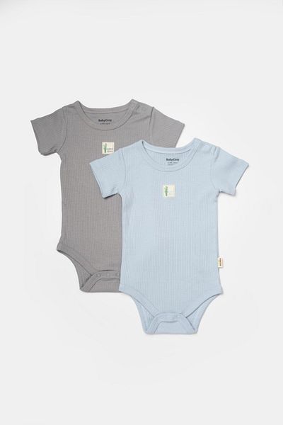 BabyCosy Organic Wear Set 2 corpuri Bambus, albastru, BabyCosy, 50% bumbac+50%bambus