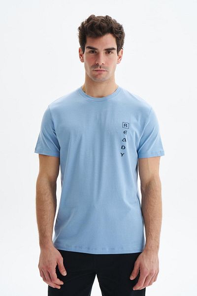 Arma Tricou pentru bărbați, albastru, cu croială normală, cu imprimeu cu text, din jerseu simplu, cu gâtul turn, Y 29344472402