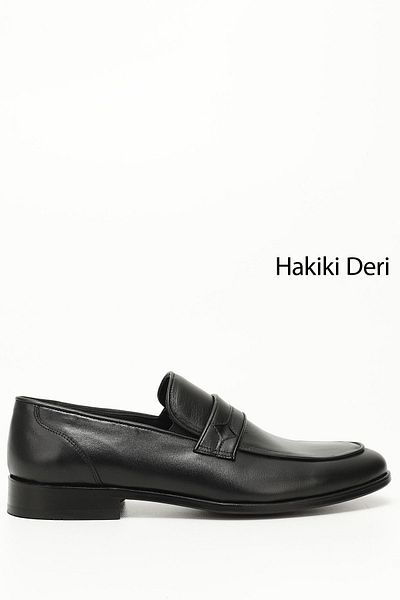 GÖNDERİ(R) Men's Black Leather Sole Genuine Leather Loafer Shoes