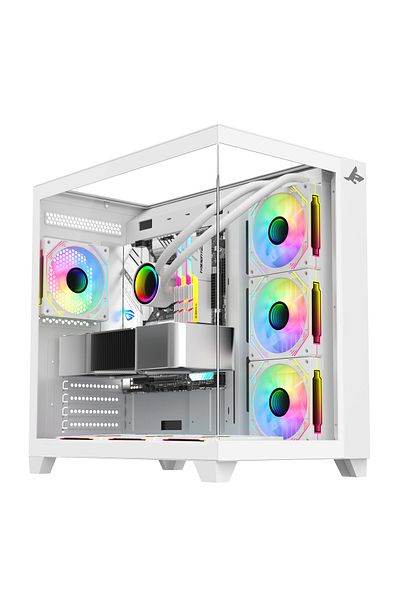 SHARX Case (GX700-W) Profin Atx Mid-tower , 7x120mm Argb Fans, Tempered Glass, Type C, Usb 3.0/2.0.