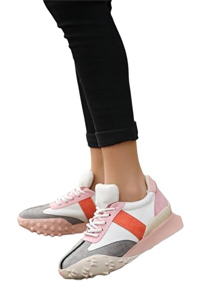 Liger Spark Lace Detailed Special Design Αντιολισθητική σόλα Γυναικεία Αθλητικά Παπούτσια ΛΕΥΚΟ - ΠΟΥΔΡΑ