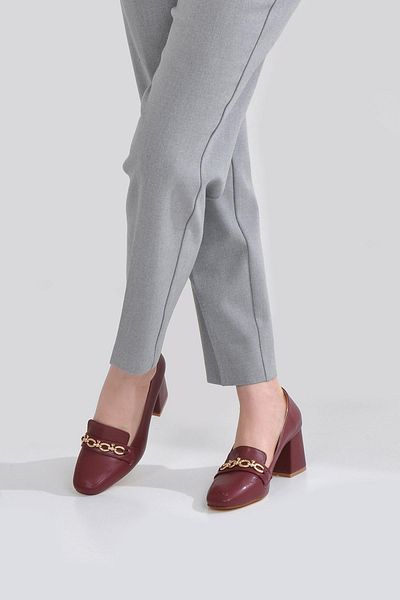 Vizon Ayakkabı Women's Burgundy Classic Heeled Shoes Vzn25Y-001