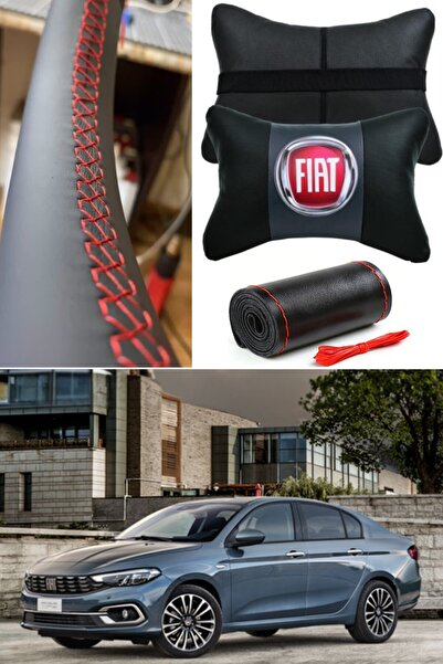 AYAZGRUP Fiat Egea Serisine Uyumlu Dikmeli Direksiyon Kılıfı Düz Kırmızı&2'li...