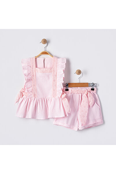 Bulut Baby Girl's Embroidered Strap Ruffle Shorts Skirt Suit