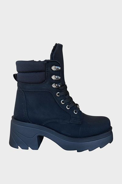 Liger Γυναικείες μπότες με χοντρή σόλα Nubuck με φερμουάρ ΜΑΥΡΟ