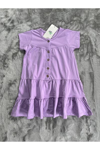 NEWKİDS 2-6 Years Old Buttoned Ruffled Girl's Dress