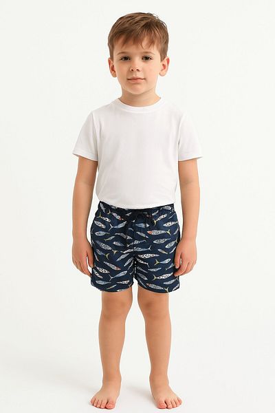 MARKAPIA Boy's Fish Sea Shorts with Pockets
