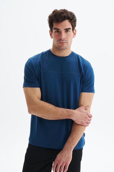 Arma Ανδρικό μπλουζάκι Indigo Regular Fit με στάμπα μονό ζέρσεϊ με λαιμόκοψη Y 29344472702
