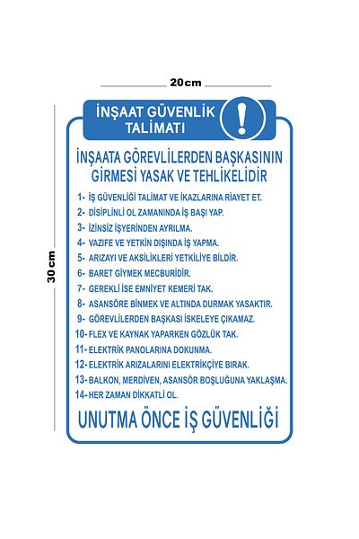 Lucena Metal Construction Safety Instruction 20cm X 30cm A4 Size Warning Sign Directional Sign