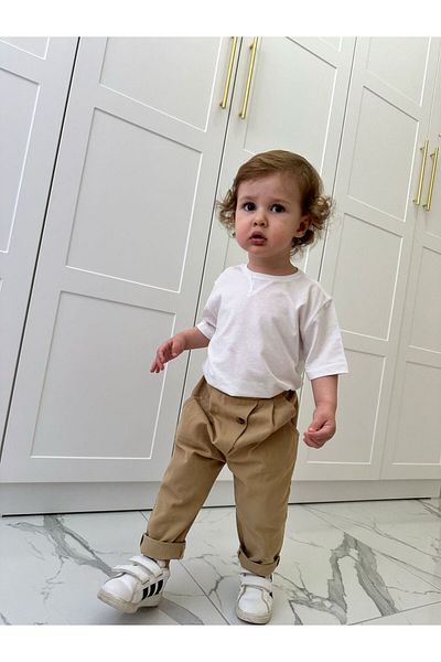 favorimkids Summer White T-Shirt Cotton Pantalon Bottom Top Set