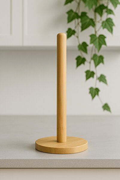 MİS KİTCHEN Bamboo Roll Towel Holder Napkin Holder Table Top Towel Paper Holder - Organizer
