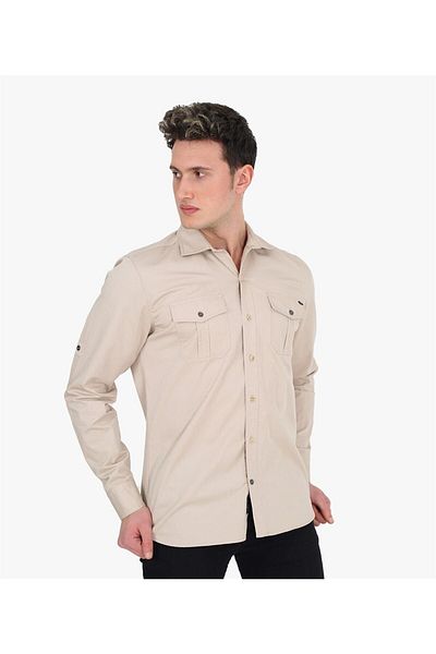 Banadamoda Μπεζ πουκάμισο Gabardine Regular Fit