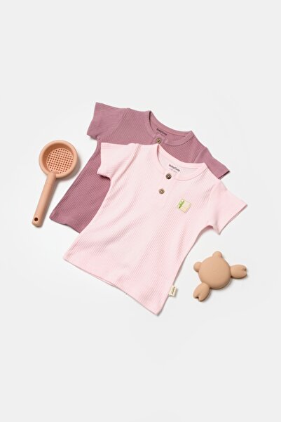 BabyCosy Organic Wear Σετ 2 μπλουζάκια μπαμπού, ροζ, BabyCosy, 50% βαμβάκι+50...