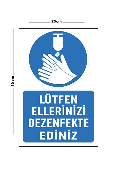 Lucena Metal Please Disinfect Your Hands 20cm X 30cm A4 Size Warning Sign Directional