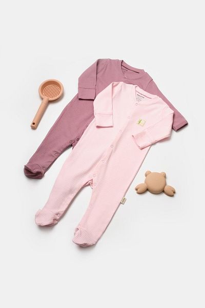 BabyCosy Organic Wear Set of 2 long Bamboo overalls, pink, BabyCosy, 50% cotton+50% bamboo