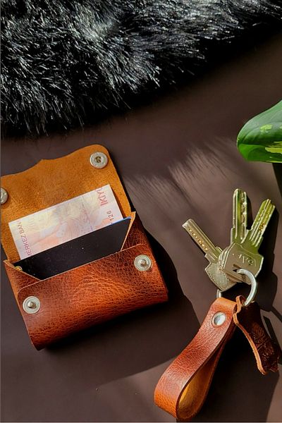 Rumi Deri Special Boxed Genuine Leather Minimalist Wallet with Card Holder and Keychain Gift