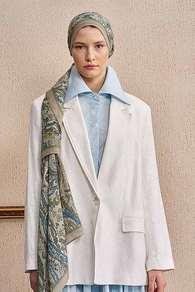 ED Scarf Βαμβακερό μεταξωτό σάλι Diamora - Μέντα