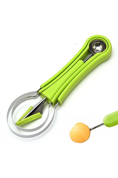 Cisolen Set Of 3 Fruit Carving Tools , Plastic/stainless Steel, Green/silver, 21.2 X 7.5 Cm