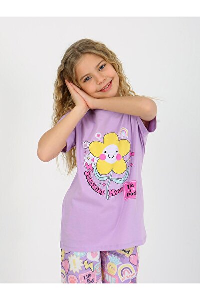 vitmo Kız Çocuk Kısa Kollu %100 Pamuklu Pijama Takımı Be Kind