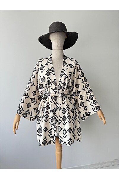 BEJ DOKU KİMONO / PAREO % 100 PAMUK
