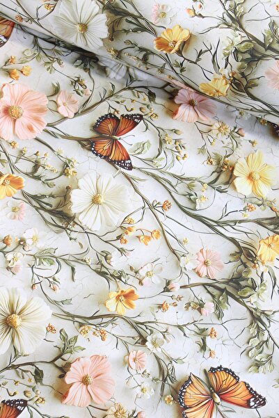 FAAL Kelebek 3 Boyutlu Dijital Baskı Nevresimlik Poplin Kumaş