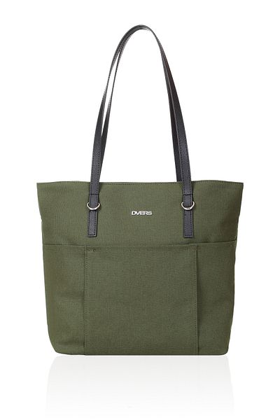 D'VERS Khaki Women's Water Repellent Canvas 3-Pocket 13 - 14.9 Inch Daily Shoulder and Laptop Bag