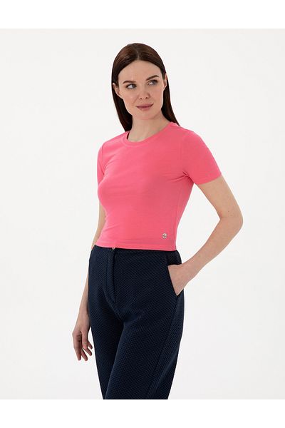 Pierre Cardin Pink Regular Fit Crop T-Shirt 50306945-Vr041