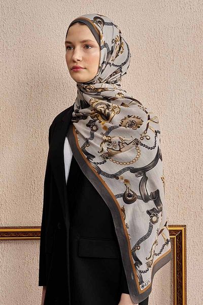 ED Scarf Γκρι βαμβακερό μεταξωτό σάλι Baraque